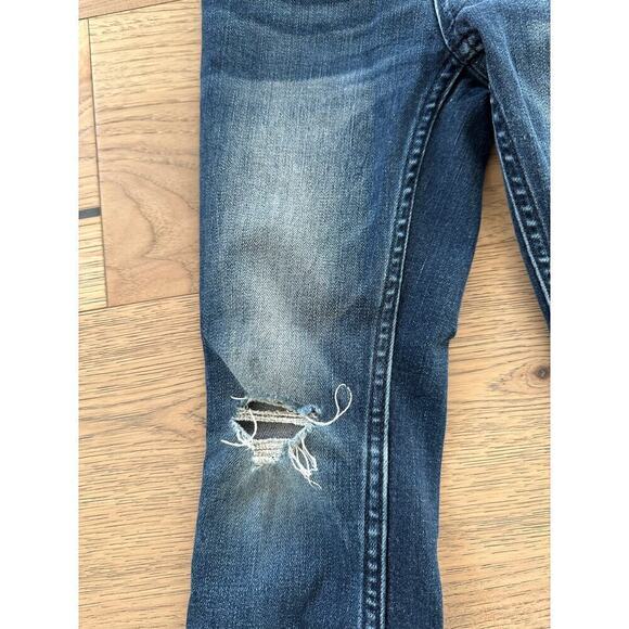 Cat and Jack Boys Dark Wash Adjustable Waist Denim Distressed Skinny Jeans Sz 6 - Picture 4 of 9